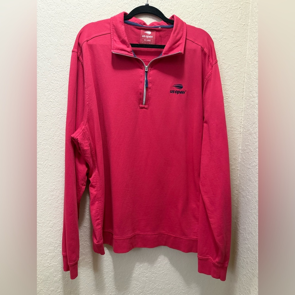 US Open Tennis Championship Pink Quarter-Zip Pullover, Size XXL